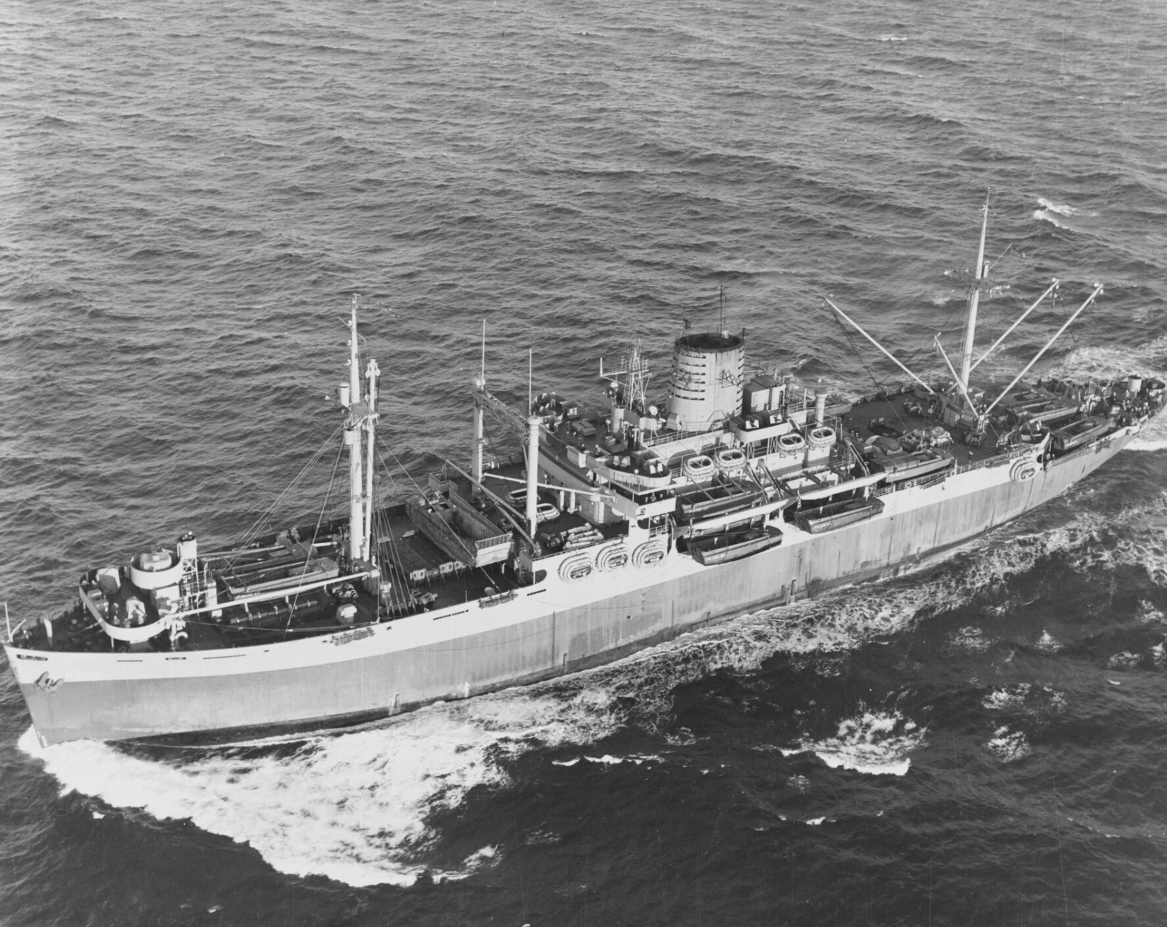 The U.S. Navy attack transport USS Samuel Chase which carried the Omaha landing craft 
